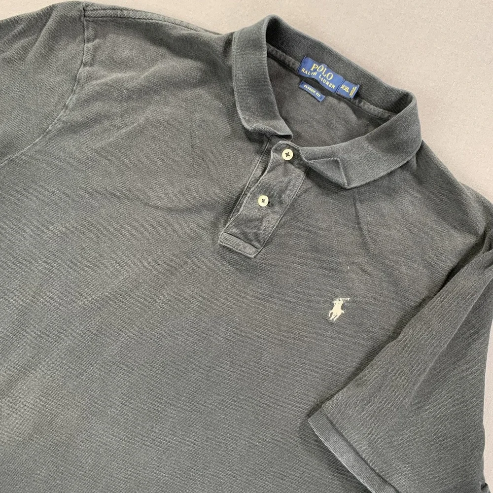 Polo Ralph Lauren Polo Shirt Mens XXL Black Classic Cotton Embroidered Gray Pony